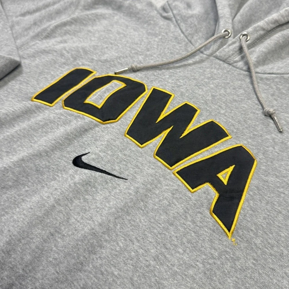 Nike Iowa Hawkeyes Center Swoosh Fleece Hoodie Sweatshirt Mens 2XL Gray Pullover